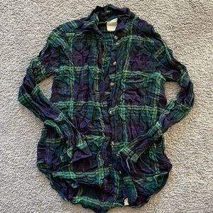 Green Plaid Button Down, American Eagle Size XS